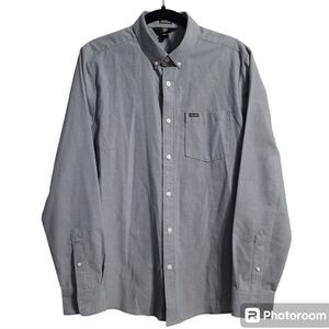 Volcom Button-Down Shirt Mens Medium Blue Modern Fit Chambray Long Sleeve Casual